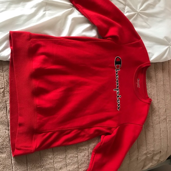 Champion Sweaters - RED CHAMPION CREWNECK